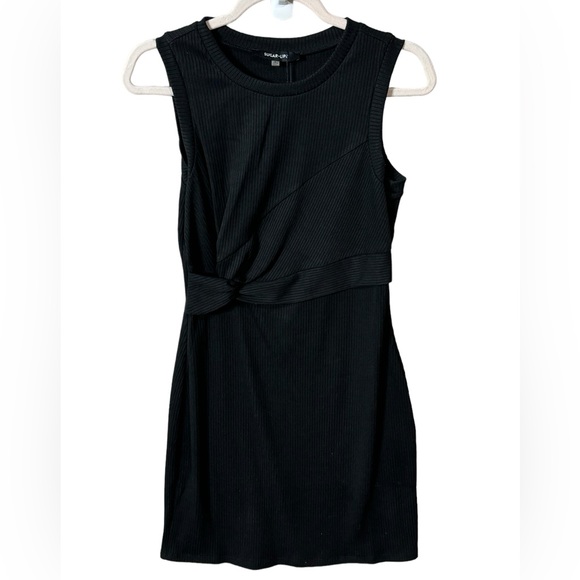 Sugarlips Wild One Front Twist Knit Dress Black Size Small Mini LBD - Picture 6 of 11